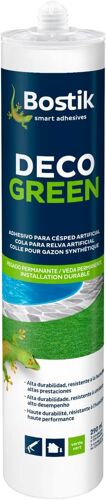 Colle Mastic Déco Green - Colle pour Gazon Synthétique Haute Durabilité - Tous Matériaux - Intérieur/Extérieur - Technologie MSP - Couleur: Vert - Fixation Discrète - Cartouche de 290 ml