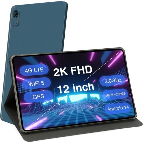 SUBZONAL-Tablette Android, Tablette Grand écran 12 Pouces avec Android 13, Processeur Octa-Core, 16 Go de RAM, 256 Go de ROM, Résolution 1200x2000, BT WiFi, écran 2K 8000mAh pour Adultes et Enfants.