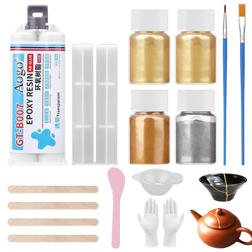 Mevronisshop-Kintsugi Kit De Réparation, Colle À Porcelaine Dorée Pour Réparation De Céramique Cassée, Verre, Soucoupes, Colle En Céramique, Cadeau Utile Et Artisanat, Parfait Pour Les Débutants