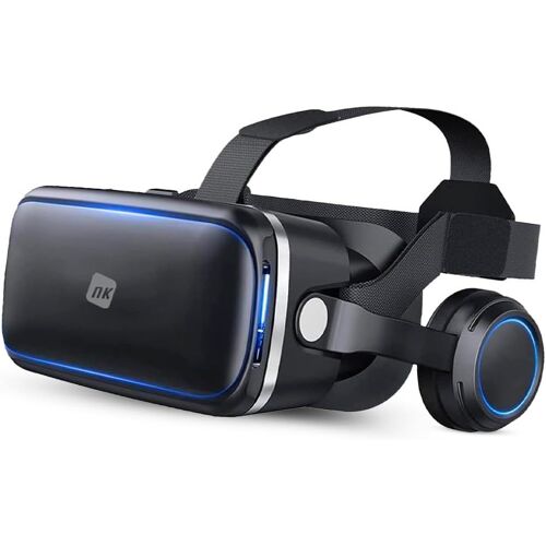 NK Casque Réalité Virtuelle - Casque VR avec Audio Compatible avec iPhone & Android (4,7" - 6,53" Smartphones), Angle de Vision 90-100 degrés, Rotation 360°, Cible et Pupille Réglable - Noir