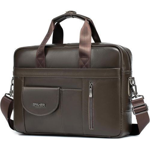 Loc-Sacoche Ordinateur Homme Cuir 15,6 Pouces Porte Document Cartable Homme Cuir Sac À Main Sacoche Affaire Serviette Business Sac Travail Pochette Ordinateur