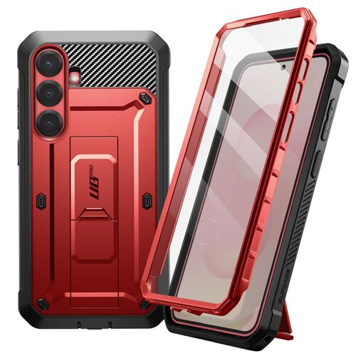 Coque Intégrale pour Samsung Galaxy S25 Antichoc Béquille Support Supcase Rouge