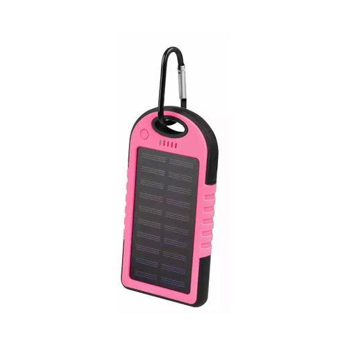 Batterie De Secours Solaire 5 000 Mah Double Usb Avec Mousqueton Setty Rose