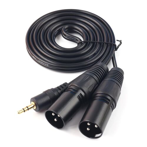 Dual XLR 3 broches mâle à 3,5 mm (1/8 pouce) câbles micro stéréo mâle mini jack (1,5 m)