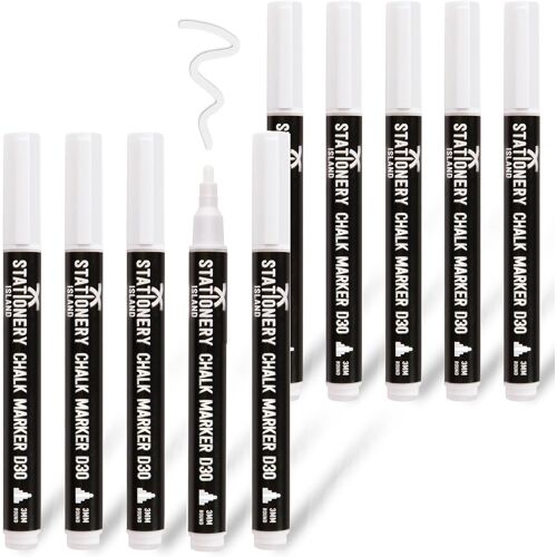Kalanka-Stylo Craie Pour Tableau Noir Effacable, Marqueur Craie Effacable, Feutre Craie Pour Le Verre Fenêtre, 3mm Lot De 10, Blanc