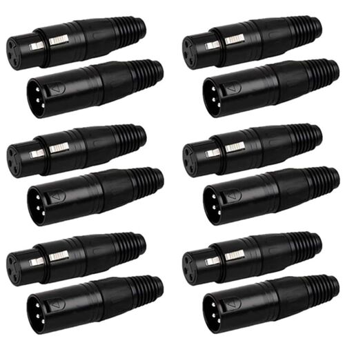 12 Pièces Connecteurs XLR 3 broches,connecteurs XLR mâle femelle,prise de câble micro,prise audio microphone,boîtier noir