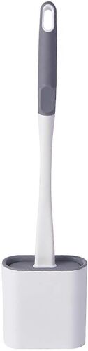 Ensemble brosse WC et support pour salle de bain, tête de brosse en silicone à long manche, brosse de nettoyage murale sans perforation, brosse de salle de bain sans impasses,