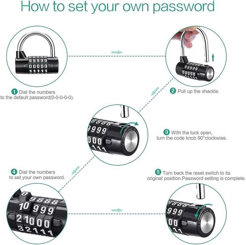 Cadenas à combinaison à 5 chiffres, version améliorée 2020, étanche, antirouille, sécurisé