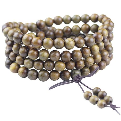 Chapelet Bouddhiste Tibétain, Perles De Méditation Mara, 8 Mm, 2025 Perles De Santal Vert Parfumé Naturel, 108 Perles