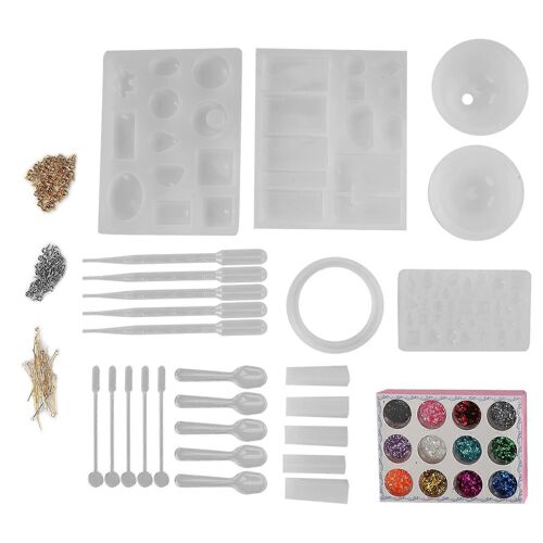 Moule En Silicone Pour Fabrication De Pendentifs Et De Bijoux Artisanaux, Ensemble De Poudre Pailletée