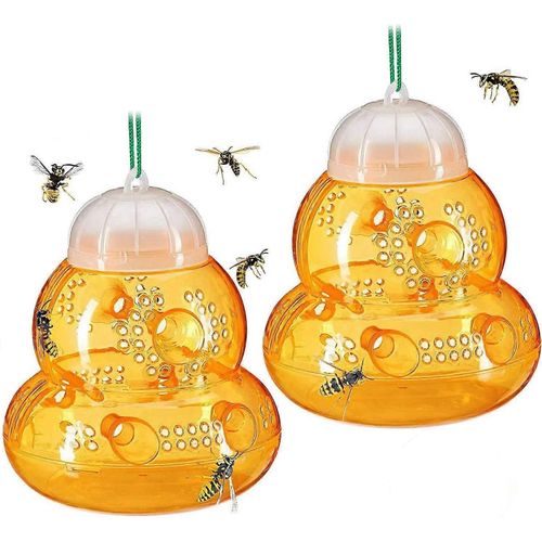 Piège à guêpes, attrape-guêpes, piège à abeilles, piège à mouches des fruits, support suspendu non attrayant, attrape-guêpes amovible et réutilisable, 2 pièces