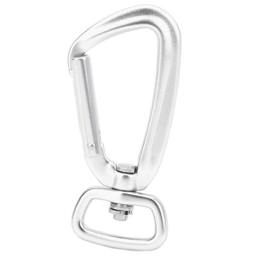 Mousqueton rotatif en alliage d'aluminium avec anneau en D à fond carré pour attacher une laisse de chien et un cerf-volant d'extérieur, argent