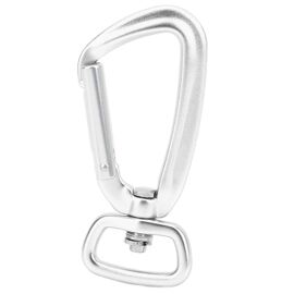 Mousqueton rotatif en alliage d'aluminium avec anneau en D à fond carré pour attacher une laisse de chien et un cerf-volant d'extérieur, argent