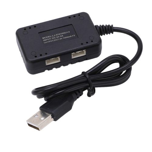 Chargeur de batterie LiPo 2 en 1 7,4 V, chargeur USB en plastique avec voyant lumineux pour voitures et bateaux télécommandés Wltoys