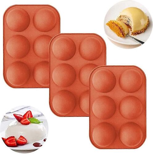 Lot De 3 Moules En Silicone À 6 Trous En Forme De Demi-Sphère, Pour Gâteaux, Gelées, Puddings, Bonbons