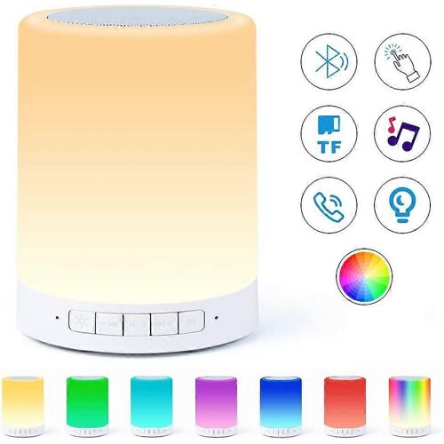 Lampe de chevet avec haut-parleur Bluetooth, veilleuse tactile avec haut-parleur musical Bluetooth, intensité variable