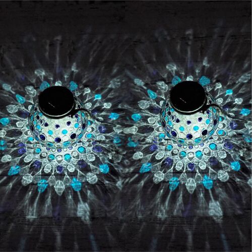 2025 - Ensemble De Lanternes Solaires Rouges | 2 Pièces | Lampe De Table Décorative Led En Verre Pour Jardin | Boule Lumineuse Mosaï