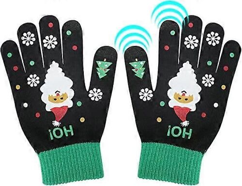 Gants De Noël, Gants D'hiver Chauds Tricotés Pour Écran Tactile, Mitaines Extensibles Pour Les Doigts, Gants Tricotés Pour Écran Tactile Pour Enfants Adultes