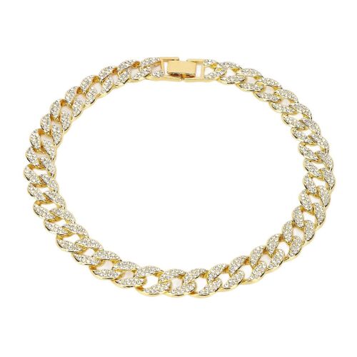 Collier Cubain Pour Homme De 40 Cm, Bijou En Diamant, Style Hip-Hop, Chaîne À Maillons Cubains Miami, Or