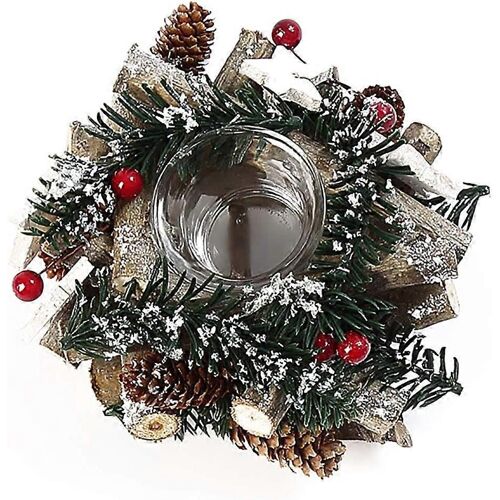 Bougeoir de Noël rétro, décoration de couronne, bougeoir, pièce maîtresse de Noël