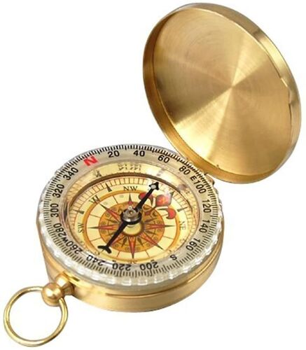 2025 - Boussole Ronde Et Plate En Métal, Style Rétro, Portable, Pour La Randonnée