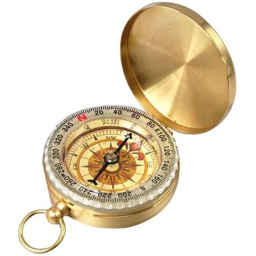 2025 - Boussole Ronde Et Plate En Métal, Style Rétro, Portable, Pour La Randonnée