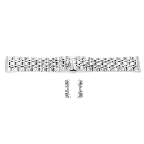 Bracelet De Montre En Acier Inoxydable Argenté Massif, Fermoir Papillon Réglable, Bracelet De Rechange De 23 Mm