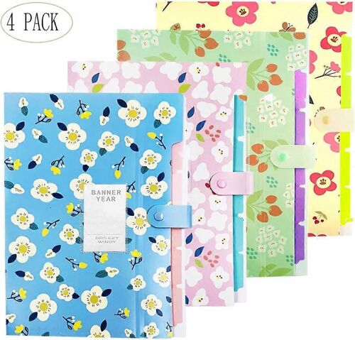 Chemise À Documents Accordéon À Imprimé Floral, Extensible, Organiseur De Lettres, Paquet De 4