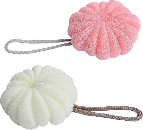 2025 - 2 Pièces Éponge De Bain En Luffa, Boule De Douche, Exfoliant Pour Le Corps 