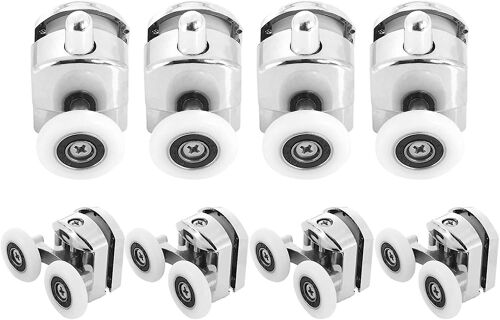 Lot de 8 roulettes de porte de douche en alliage de zinc pour porte coulissante de salle de bain 25 mm