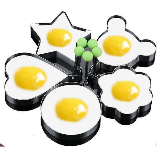 Ensemble de 5 pièces d'anneau à omelette, appareil à omelette, anneau à ?ufs, appareil en forme d'?uf, moule à ?ufs en acier inoxydable
