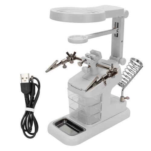 Loupe De Bureau Led Mains Libres Pour Lecture, Inspection, Soudure, Réparation, Blanc