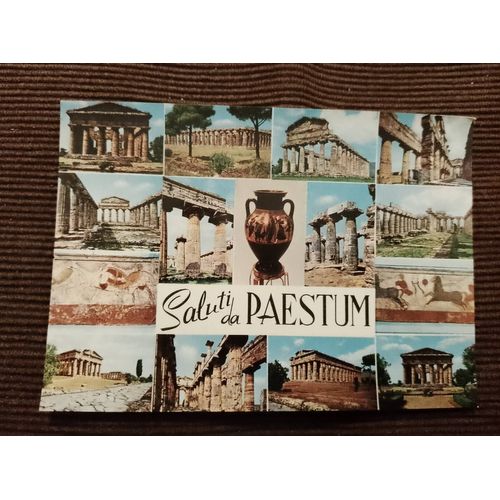 Carte Postale Colorée "Paestum En Grèce"Vintage Années 50.