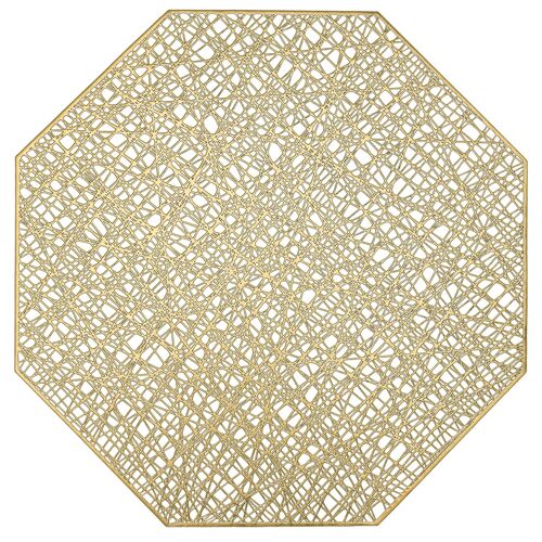 Lot De 6 Sets De Table Octogonaux En Vinyle Pressé Métallisé Doré, Décoration De Table À Manger, 38,1 Cm