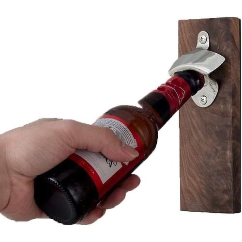 Décapsuleur Mural En Bois De Noyer Avec Bouchon Magnétique, Facile À Monter