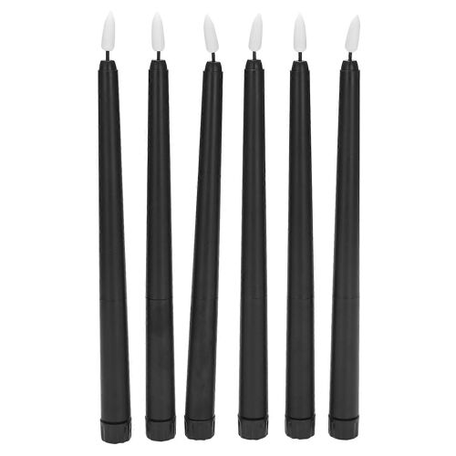 Lot de 6 bougies d'anniversaire LED noires,jaunes sans flamme vacillante