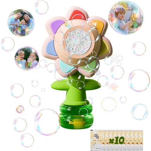 Kakyl-Machine À Bulles De Savon À Fleurs Pour Enfants Avec Lumières Et Danse,Extérieur Et Intérieur,Jouet Pour Anniversaire,Mariage,Camping,Fêtes (Rose)