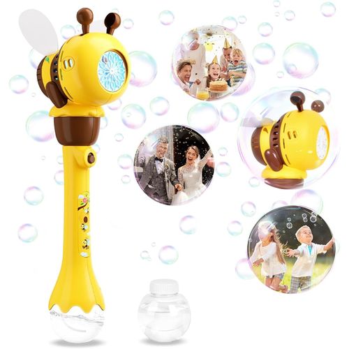 Kakyl-Pistolet À Bulles D'abeille,Machine À Bulles De Savon Enfant Automatique Bulles Colorées Avec Lumière Led,Jouets À Bulles Pour Garçons/Filles,Baguette Magique À Bulles D'extérieur Pour Fêtes