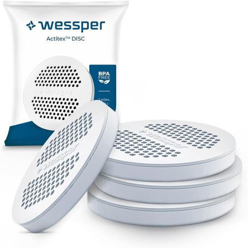 KAKYL-Filtre À Eau Microdisc Pack De 4|Filter Disc Replacement Pour Les Gourdes Et Carafes Brita Microdisc|Charbon Actif Non Tissé,Microparticules,Réduction Du Chlore Et Des Métaux Lourds