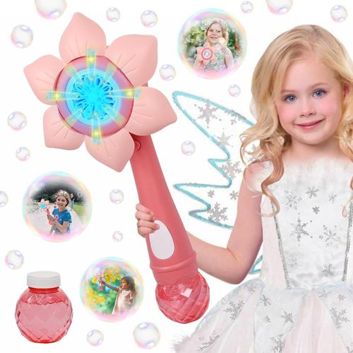 Kakyl-Machine À Bulles Pour Enfants-Machine À Bulles Automatique Avec Liquide À Bulles De Savon-Pour Fille Et Garçon-Pour Fête,Anniversaire,Mariage-Rose