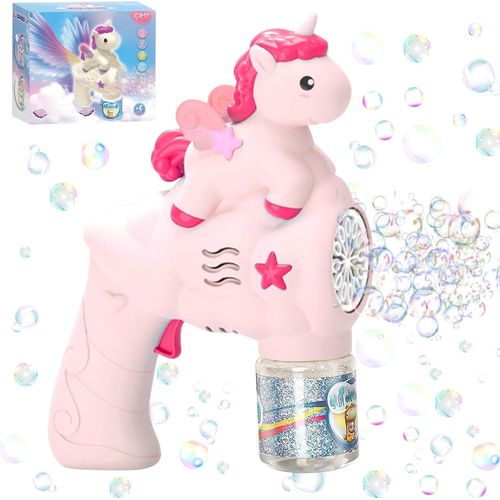 Kakyl-Pistolet À Bulles Automatique Licorne Pour Enfants Avec Recharge De Bulles De Savon,Pistolet À Bulles,Machine À Bulles Pour Enfants,Pour Anniversaire,Mariage