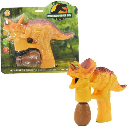 Kakyl-50242-Pistolet À Bulles De Savon Pour Enfants,Orange,Design Dinosaure,Motif Tricératops,Fonctionne Avec Des Piles,Plaisir De Jouer Avec Lumière Et Son