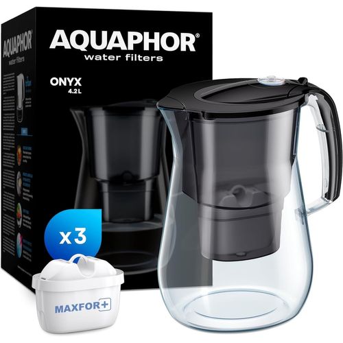 Carafe Filtrante À Eau Onyx De 4,2 L, Pour Réduire Le Calcaire, Le Chlore Et Autres Impuretés, Comprend 3 Cartouches Filtrantes Maxfor+ - Noir