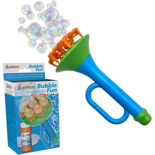 Kakyl-60623 Fun Trompette À Bulles De Savon Avec 60 Ml De Liquide À Bulles Et Bol,Machine À Bulles De Savon Multi Bubble,Trumpet Env.15,2x6,5x6,5 Cm,Pour Enfants À Partir De 3 Ans,Bleu/Vert