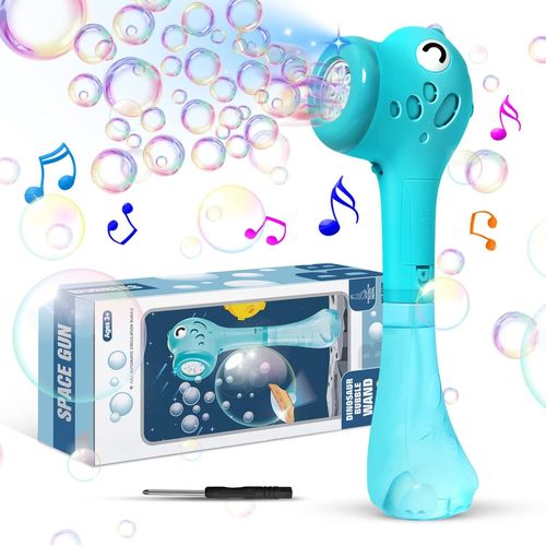Kakyl-Bâton À Bulles Électrique Dinosaure-Machine À Bulles-4 000 Bulles De Savon-Avec 360 Ml-Super Solution À Bulles Pour Extérieur,Fête,Mariage-Bleu