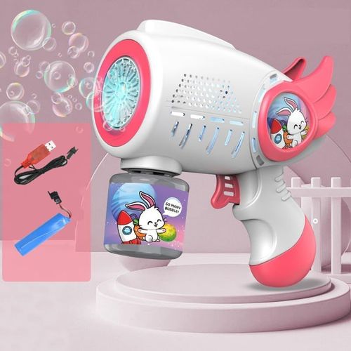 Kakyl-Pistolet À Bulles,Machine A Bulles De Savon Enfant Gun Automatique 5000+ Bulles/Minute Avec Batterie Rechargeable/Bulle Riche/Lumière Led,Jouets À Bulles Pour Enfants Mariage Faveurs (Rose)