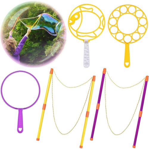 Kakyl-Mega Soap Bubbles Set De 5 Pièces Grandes Bulles De Savon Pour Enfants,Conception Télescopique,Portable,Fête D'été,Extérieur