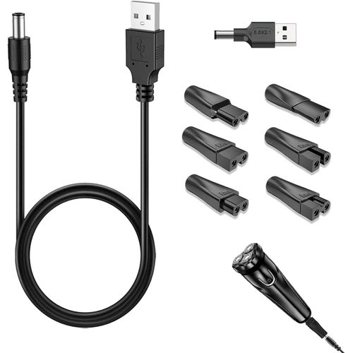 Chargeur De Rasoir 5V,Câble Universel Usb Avec 7 Embouts Dc,Adaptateur Polyvalent Rasoir Pour Tondeuse Electrique,Lampe De Bureau,Appareils Audio,Alimentation Sécurisé Avec Protection Intégrée