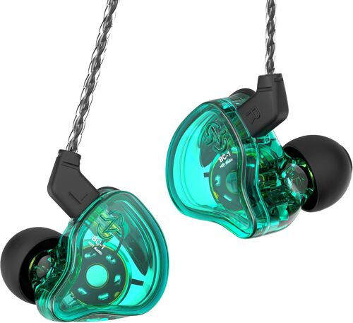 Ccz Melody Écouteur Intra-Auriculaire Iem À Double Circuit Magnétique De 10 Mm, Écouteurs Hifi À Basses Profondes Avec Câble Détachable À 2 Broches Pour Audiophile(Vert, Sans Micro)