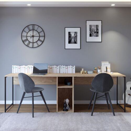 Bureau 2 personnes en bois avec niches KILI